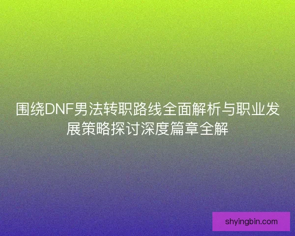围绕DNF男法转职路线全面解析与职业发展策略探讨深度篇章全解